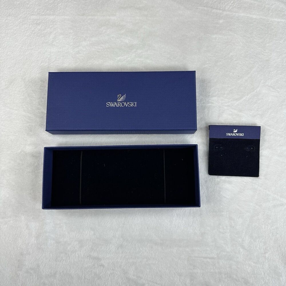 Swarovski Jewelry Box Empty Blue Necklace Bracelet Case + Earring Display Holder